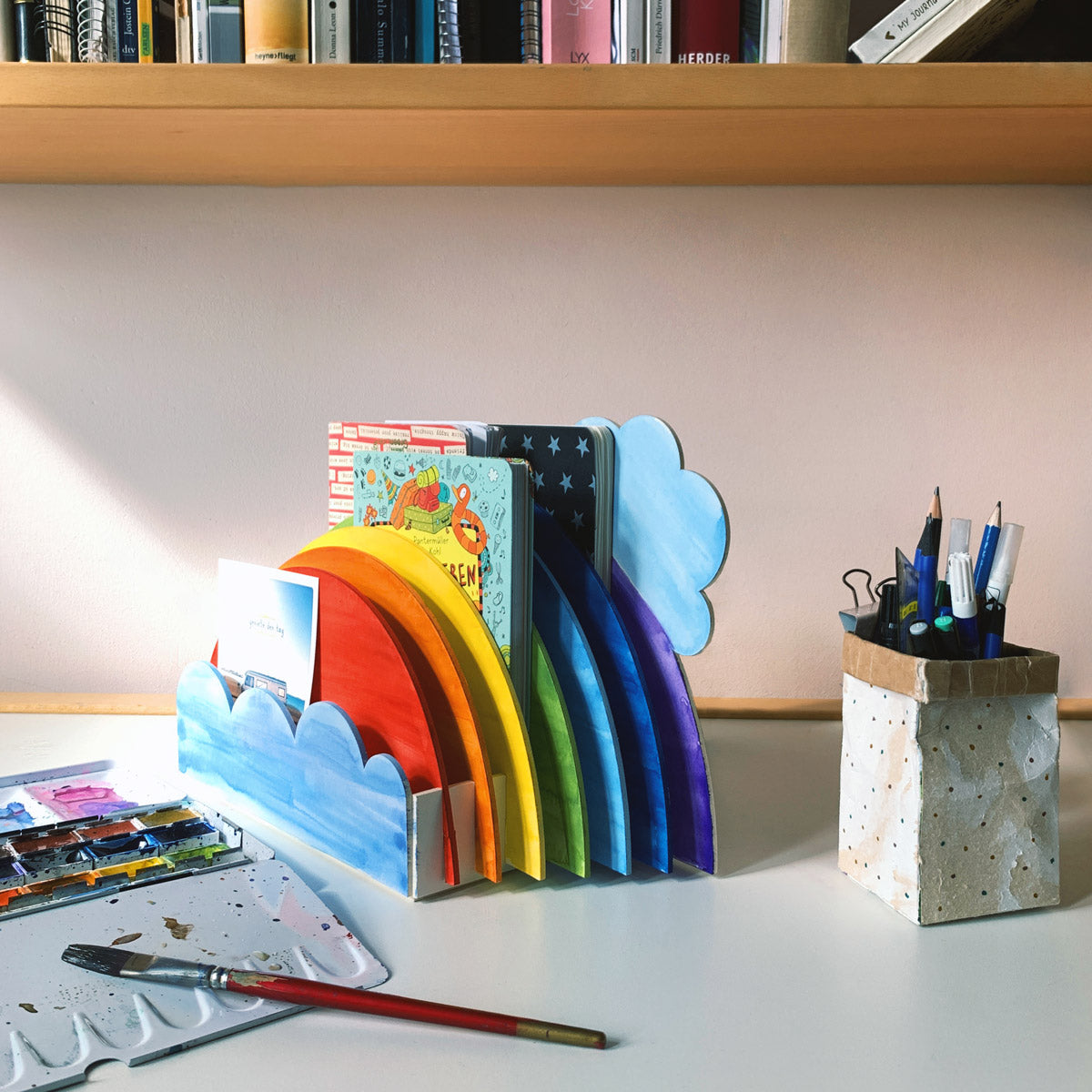 Schreibtisch Organizer Regenbogen aus nachhaltigem Material